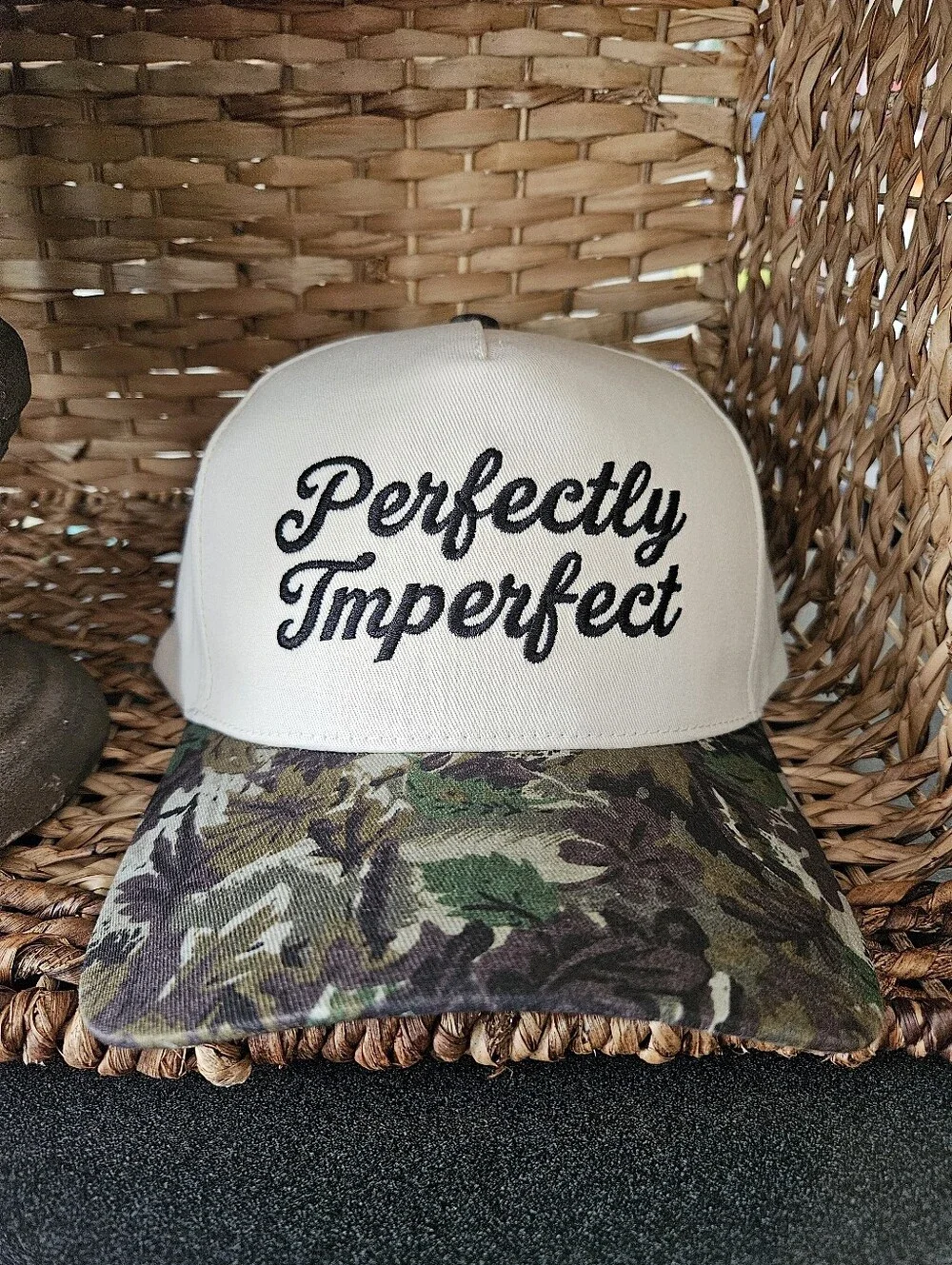 Perfectly Imperfect Ivory and Camouflage Cap